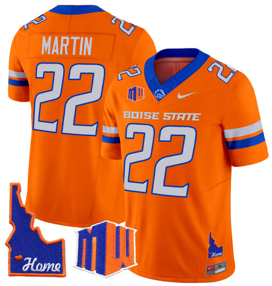 Doug Martin Jersey #22 Boise State Broncos 2024 Home Patch Vapor Football Orange