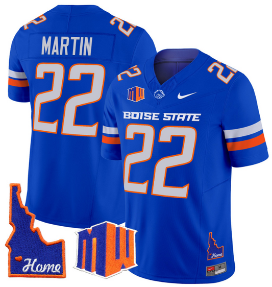 Doug Martin Jersey #22 Boise State Broncos 2024 Home Patch Vapor Football Royal