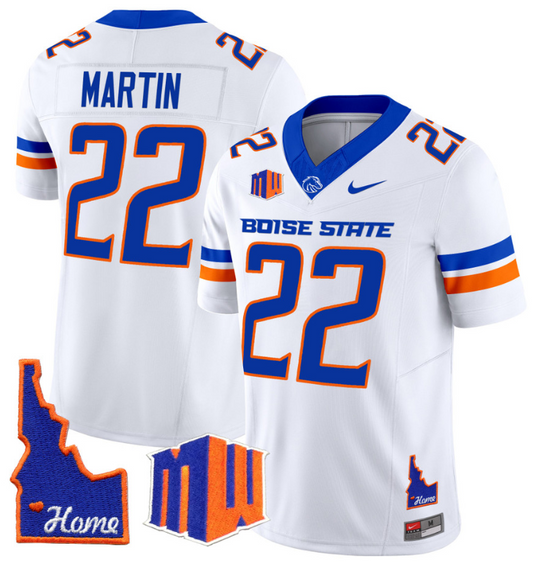 Doug Martin Jersey #22 Boise State Broncos 2024 Home Patch Vapor Football White