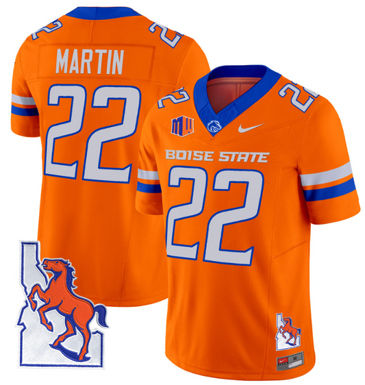 Doug Martin Jersey #22 Boise State Broncos 2024 Map Patch Vapor Football Orange