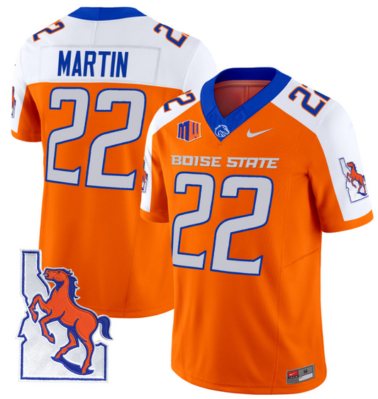 Doug Martin Jersey #22 Boise State Broncos 2024 Map Patch Vapor Football Orange Alternate