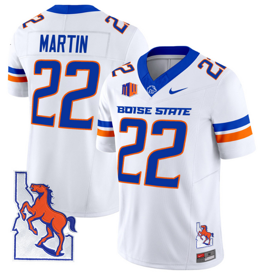 Doug Martin Jersey #22 Boise State Broncos 2024 Map Patch Vapor Football White
