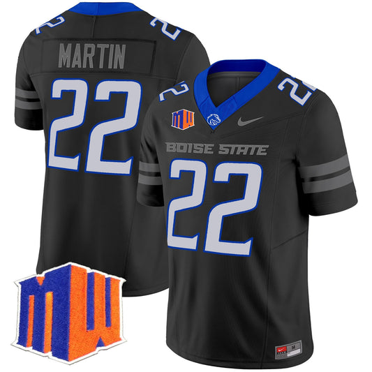 Doug Martin Jersey #22 Boise State Broncos 2025 Vapor Stitched Black