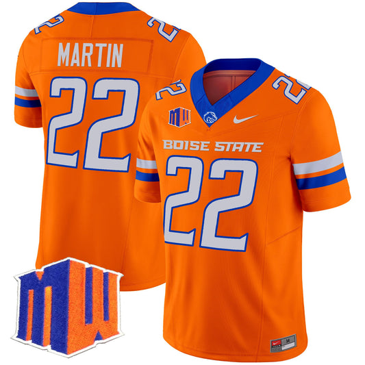 Doug Martin Jersey #22 Boise State Broncos 2025 Vapor Stitched Orange