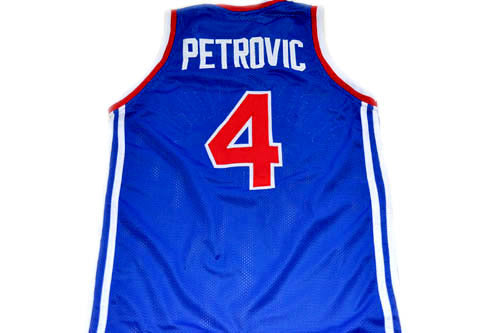 Drazen Petrovic Jersey #4 Jugoslavija Basketball Blue