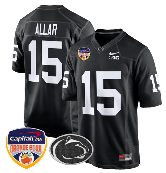 Drew Allar Jersey #15 Custom Penn State Orange Bowl Patch Football Black