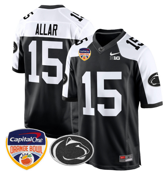 Drew Allar Jersey #15 Custom Penn State Orange Bowl Patch Football Black Alternate