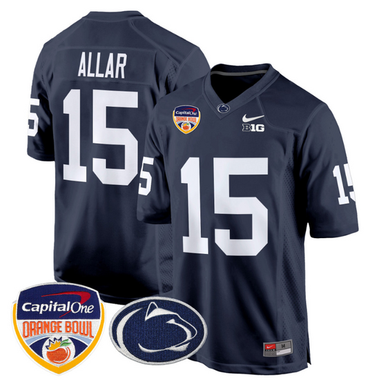 Drew Allar Jersey #15 Custom Penn State Orange Bowl Patch Football Navy