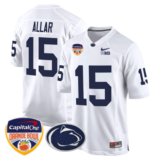 Drew Allar Jersey #15 Custom Penn State Orange Bowl Patch Football White