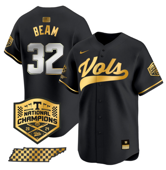 Drew Beam Jersey #32 Tennessee Vols 2024 Champions Stitched Black Gold