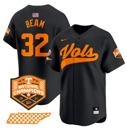 Drew Beam Jersey #32 Tennessee Vols 2024 Champions Stitched Black