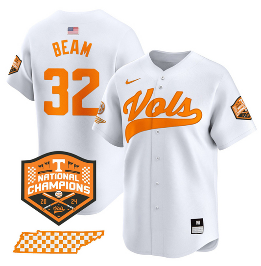 Drew Beam Jersey #32 Tennessee Vols 2024 Champions Stitched White