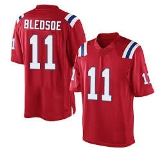 Drew Bledsoe Jersey New England Patriots Custom Throwback Football  Red