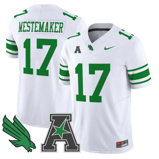 Drew Mestemaker Jersey #17 North Texas Mean Green 2025 Vapor Stitched White
