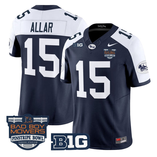Drew Allar Jersey #15 Penn State Throwback Pinstripe Bowl Patch Stitched