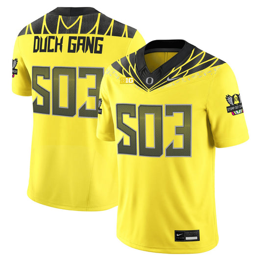 Duck Gang Jersey #503 Oregon Ducks 2025 Vapor Limited V2 Stitched Yellow