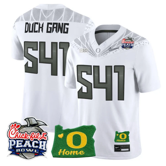 Duck Gang Jersey #541 Oregon Ducks 2026 Peach Bowl Oregon State Stitched White