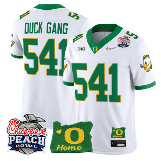 Duck Gang Jersey #541 Oregon Ducks 2026 Peach Bowl Oregon State Stitched White Alternate