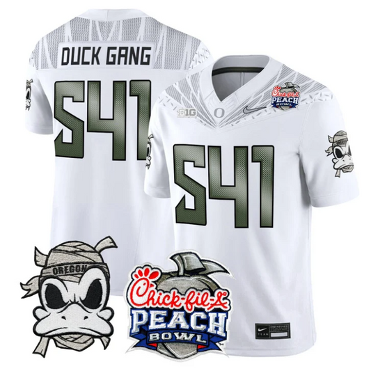 Duck Gang Jersey #541 Oregon Ducks Mummy Duck 2026 Peach Bowl Stitched White
