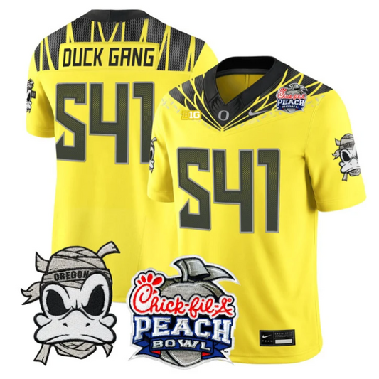 Duck Gang Jersey #541 Oregon Ducks Mummy Duck 2026 Peach Bowl Stitched Yellow