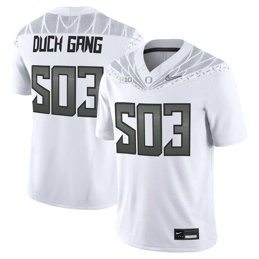 Duck Gang Jersey #503 Oregon Ducks 2025 Vapor Limited V2 Stitched White