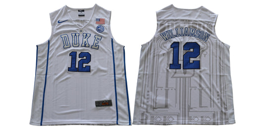 Duke Blue Devils #12 Williamson Basketball NCAA Basketball Jersey White