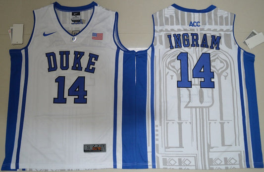 Duke Blue Devils #14 Brandon Ingram Basketball NCAA Basketball Jersey White Elite
