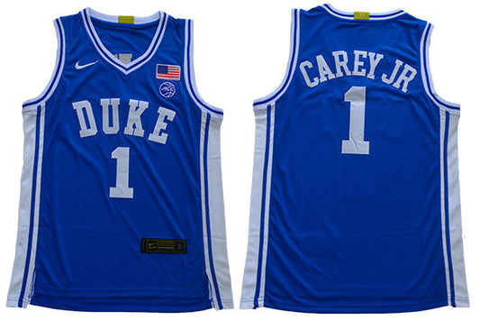 Duke Blue Devils #1 Carey jr Basketball NCAA Basketball Jersey Blue