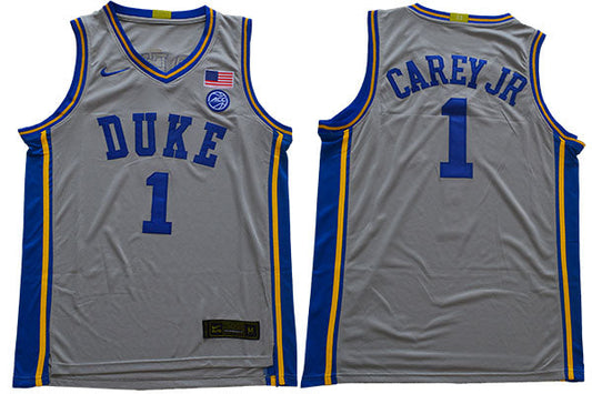 Duke Blue Devils #1 Carey jr Basketball NCAA Basketball Jersey Grey