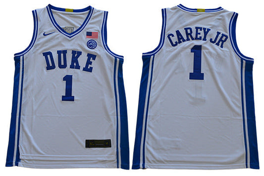 Duke Blue Devils #1 Carey jr Basketball NCAA Basketball Jersey White