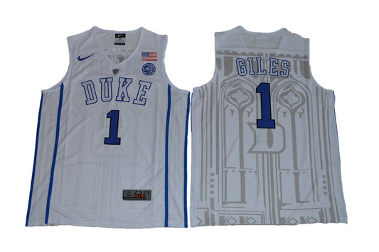 Duke Blue Devils #1 Harry Giles Basketball NCAA Basketball Jersey White