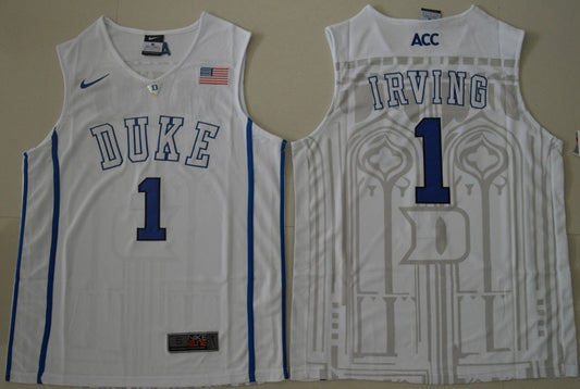 Duke Blue Devils #1 Kyrie Irving Basketball NCAA Basketball Jersey White V-neck