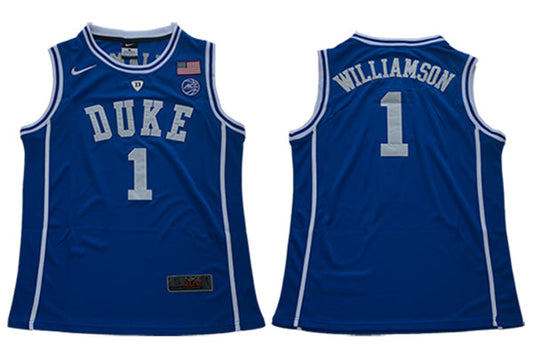 Duke Blue Devils #1 Williamson Basketball NCAA Basketball Jersey Blue Round Neck