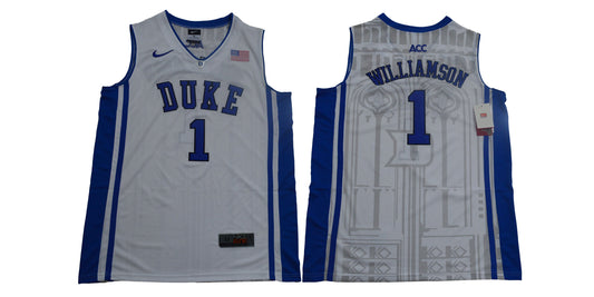 Duke Blue Devils #1 Williamson Basketball NCAA Basketball Jersey White Elite