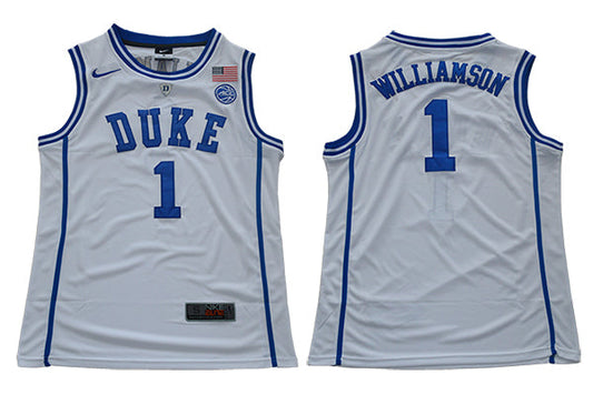 Duke Blue Devils #1 Williamson Basketball NCAA Basketball Jersey White Round Neck