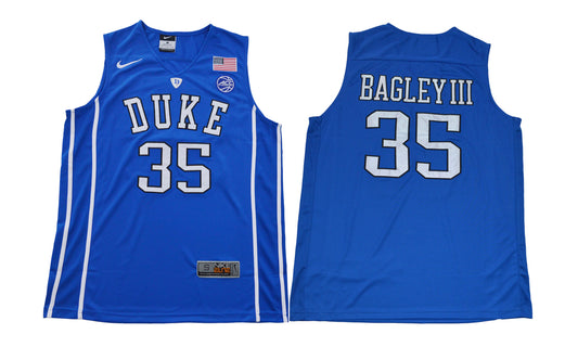 Duke Blue Devils #35 Bagley III Basketball NCAA Basketball Jersey Blue V-neck
