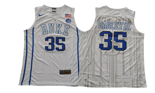 Duke Blue Devils #35 Bagley III Basketball NCAA Basketball Jersey White