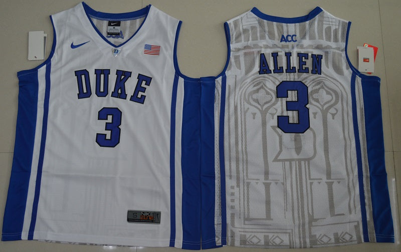 Duke Blue Devils #3 Garyson Allen Basketball NCAA Basketball Jersey White Elite