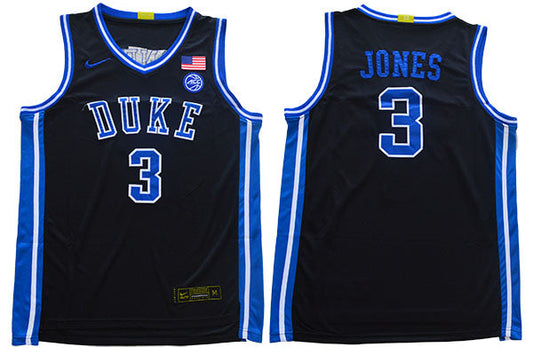 Duke Blue Devils #3 Jones Basketball NCAA Basketball Jersey Black