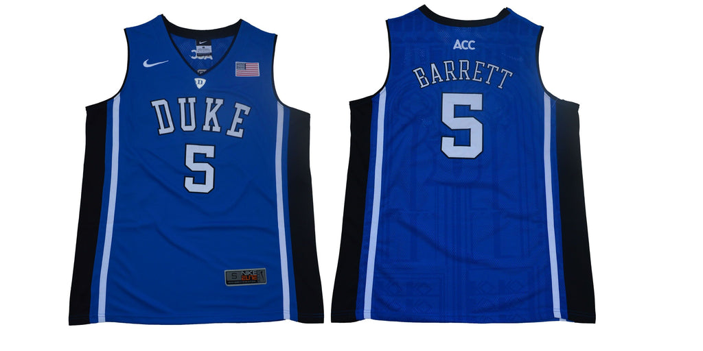 Duke Blue Devils #5 Barrett Basketball NCAA Basketball Jersey Blue Elite