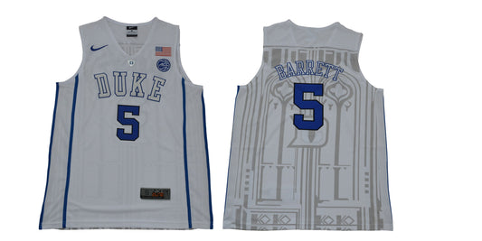 Duke Blue Devils #5 Barrett Basketball NCAA Basketball Jersey New White
