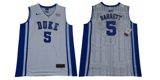 Duke Blue Devils #5 Barrett Basketball NCAA Basketball Jersey White Elite