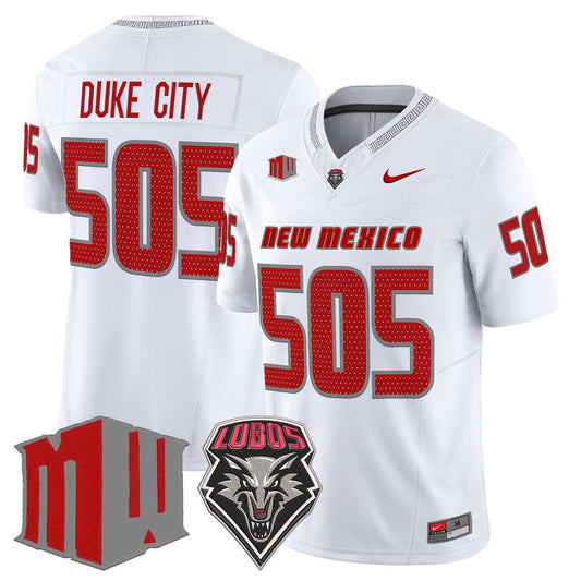 Duke City Jersey #505 New Mexico Lobos 2025 Vapor Limited Stitched White