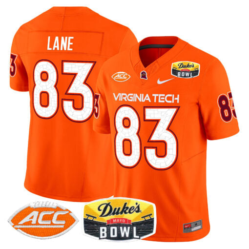 Jaylin Lane Jersey #83 Virginia Tech Hokies 2025 Duke’s Mayo Bowl Patch Orange
