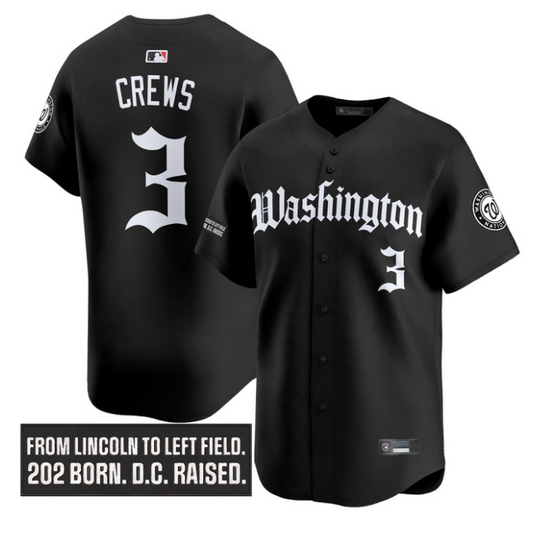 Dylan Crews Jersey #3 Washington Nationals Gothic Capitol Edition Stitched Black