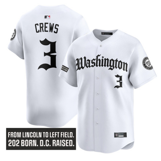 Dylan Crews Jersey #3 Washington Nationals Gothic Capitol Edition Stitched White