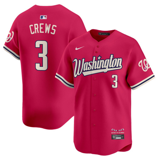 Dylan Crews Jersey #3 Washington Nationals Vapor Limited All Stitched Pink