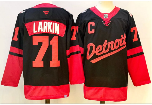 Dylan Larkin Jersey #71 Detroit Red Wings 2025 Stadium Series Stitched Black
