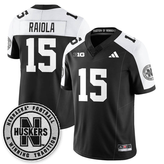 Dylan Raiola Jersey #15 Nebraska Football 2025 Blackout Stitched Black Alter