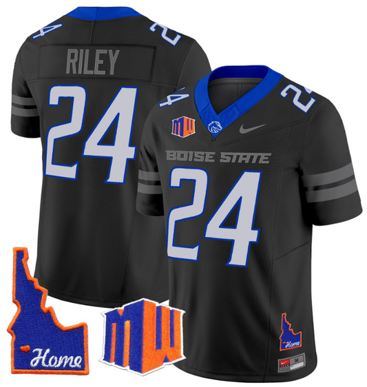 Dylan Riley Jersey #24 Boise State Broncos 2024 Home Patch Vapor Football BLack